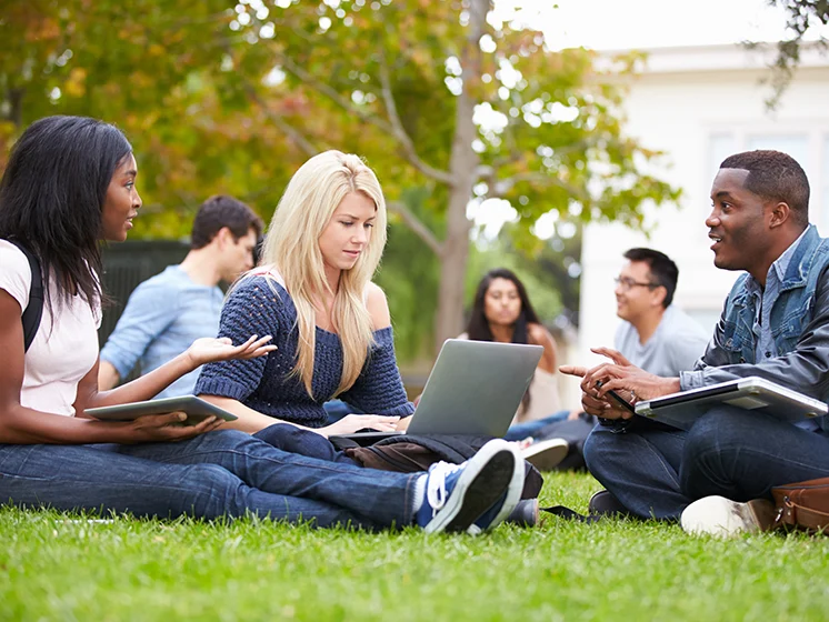 Split frame Intercollegiate scenes: sports and studying on the quad
