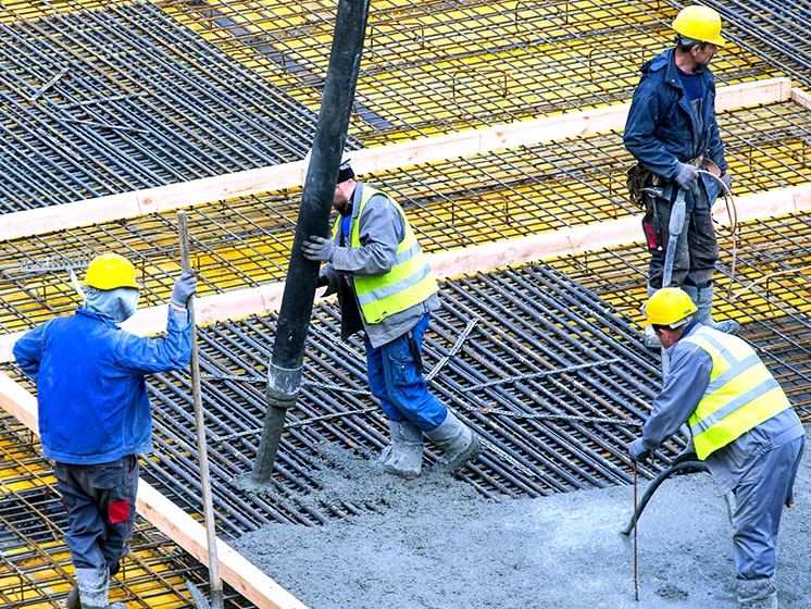 Men working in a construction site.