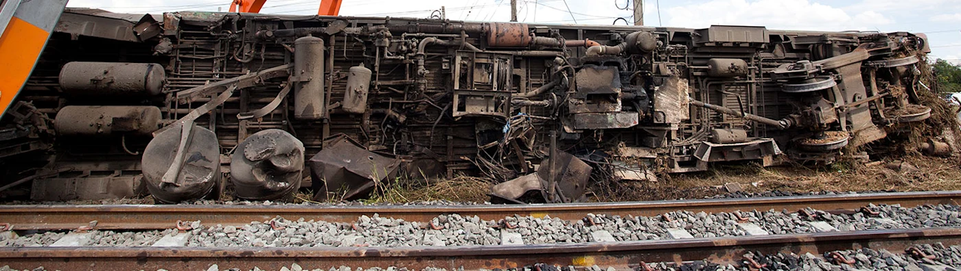 A derailed train
