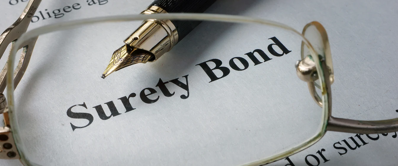 The words “surety bond” written on an official document.