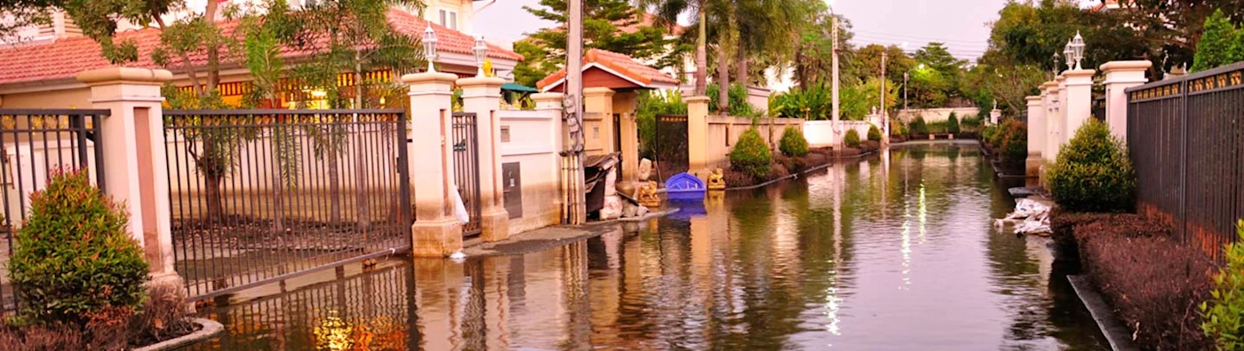 Flood in a suburban community