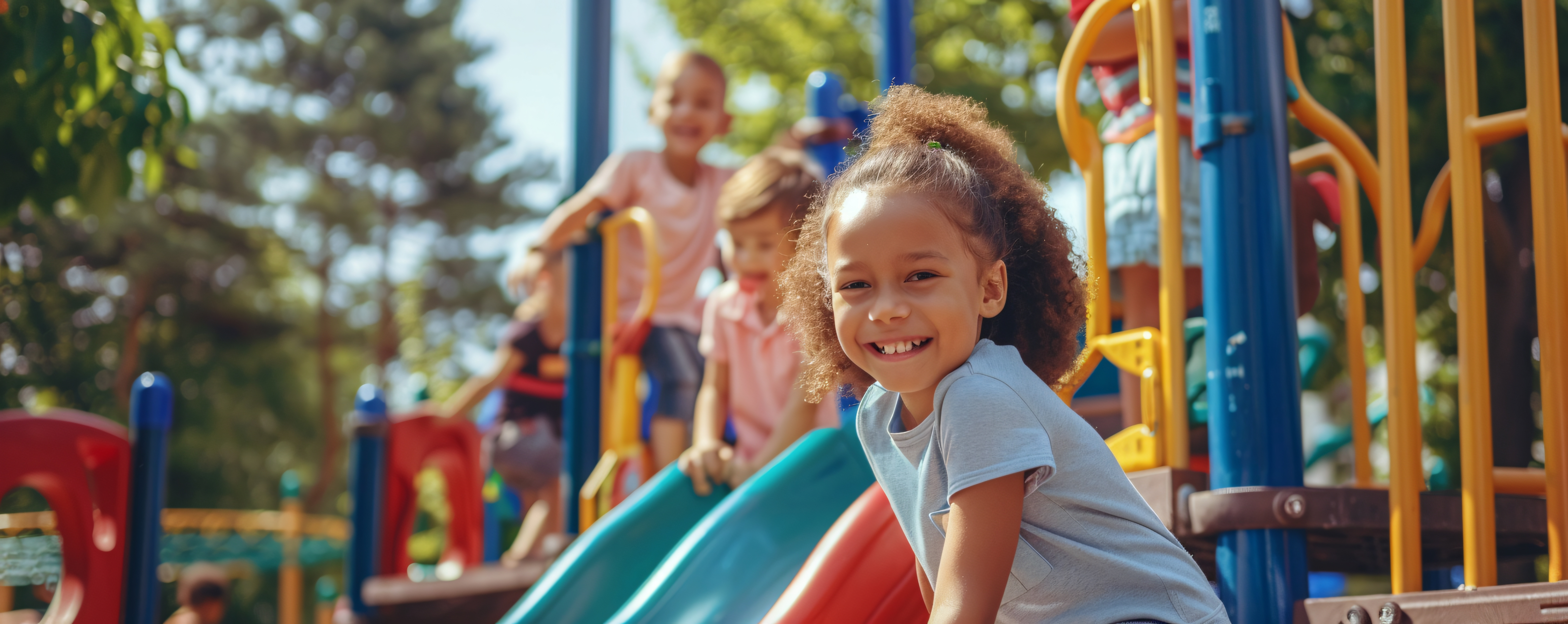 Young girl smiling on the playground.