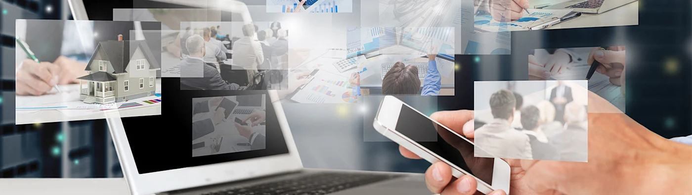 Screens of News articles.