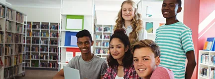 Group of children in a library