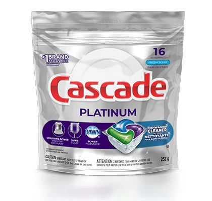 Cascade Platinum fresh scent dishwashing pods plus dishwasher cleaner