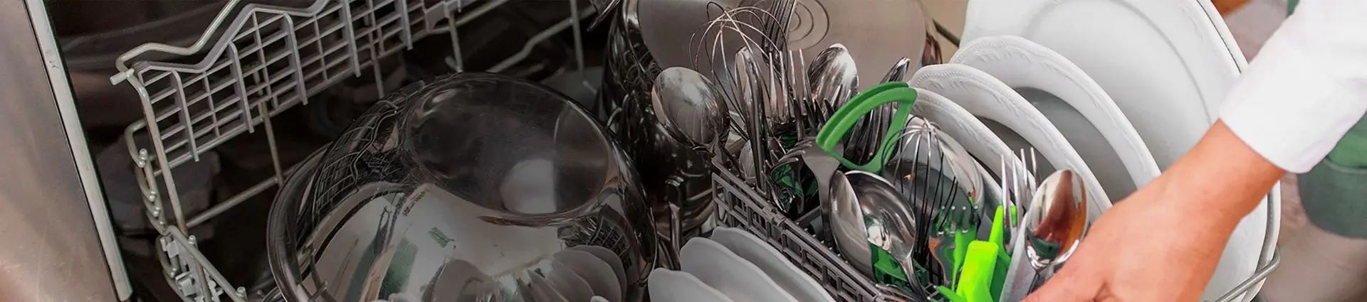 Silverware in a cutlery basket in dishwasher