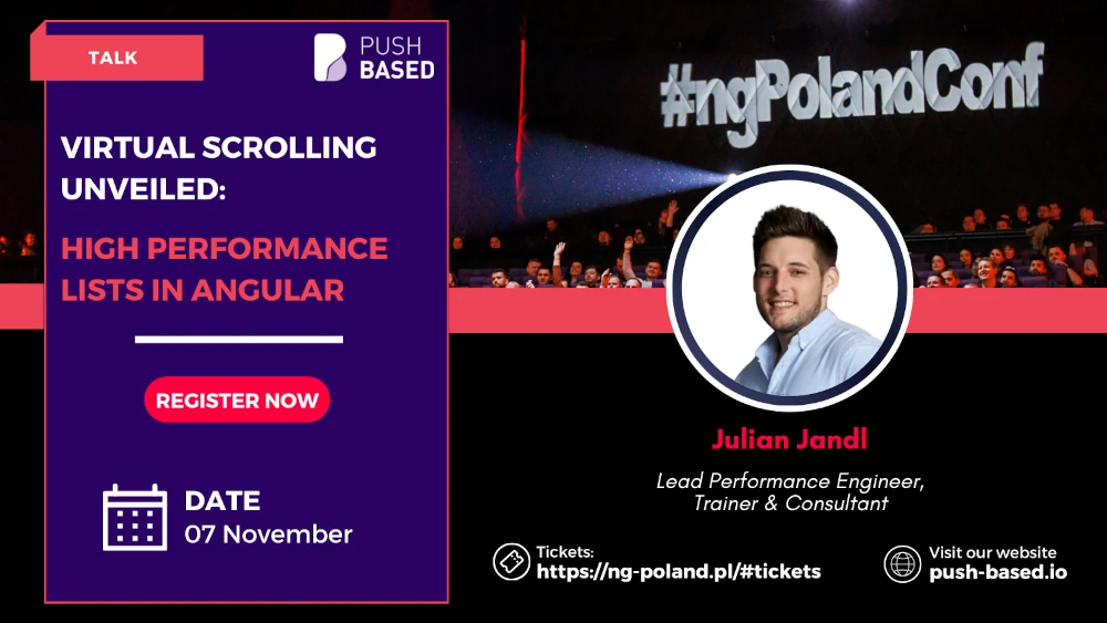 Virtual Scrolling Unveiled: High Performance Lists in Angular. Poster.