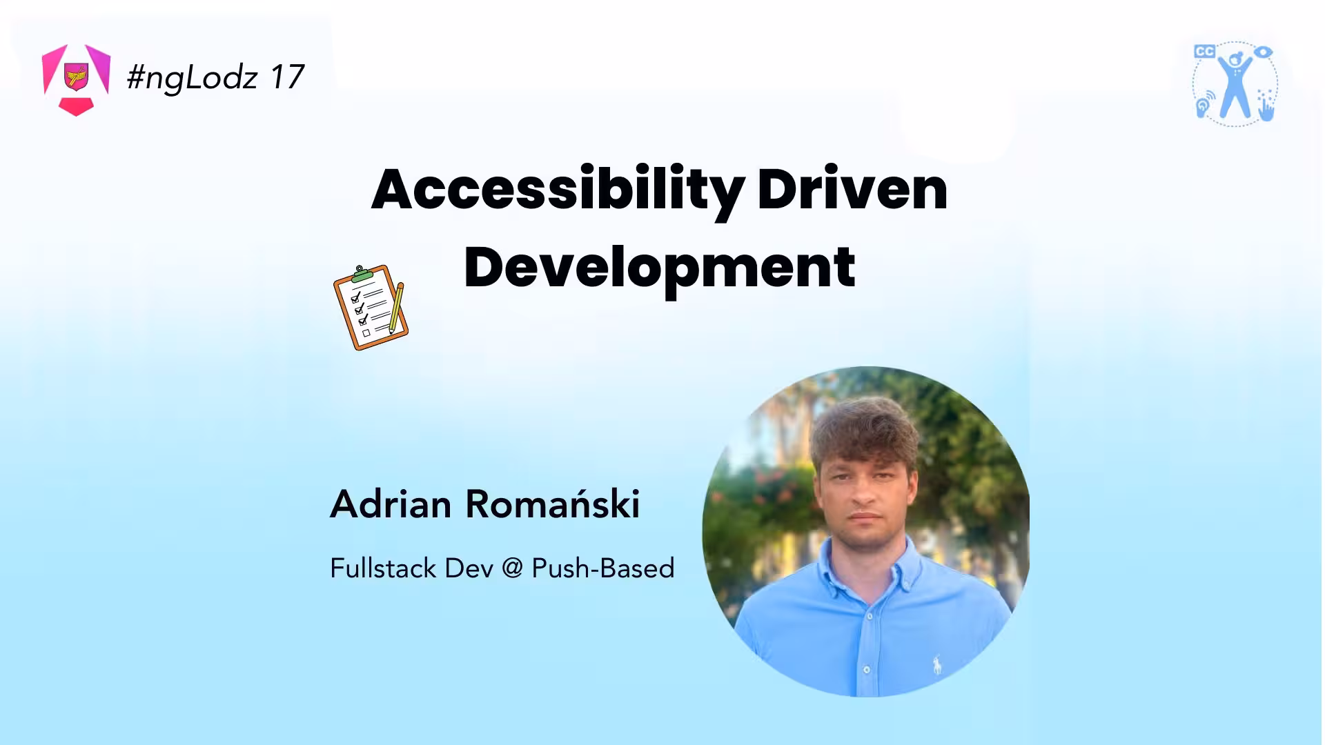 ngLodz #17 Best Practices and Accessibility in Angular. Poster.