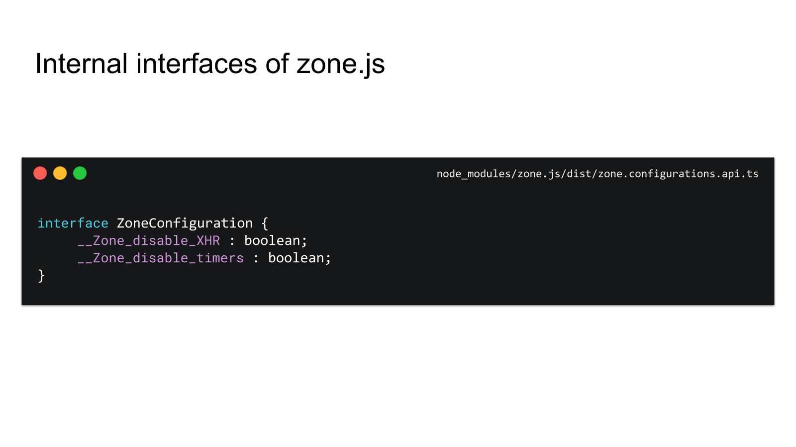 Internal interfaces of zone.js