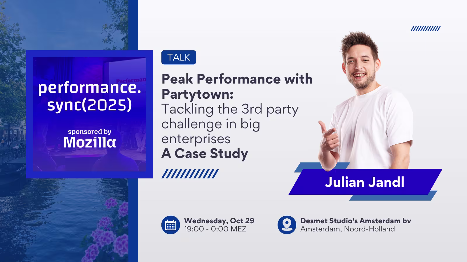 Julian Jandl at performance.sync() 2025: Peak Performance with Partytown: Tackling the 3rd party challenge in big enterprises - A Case Study