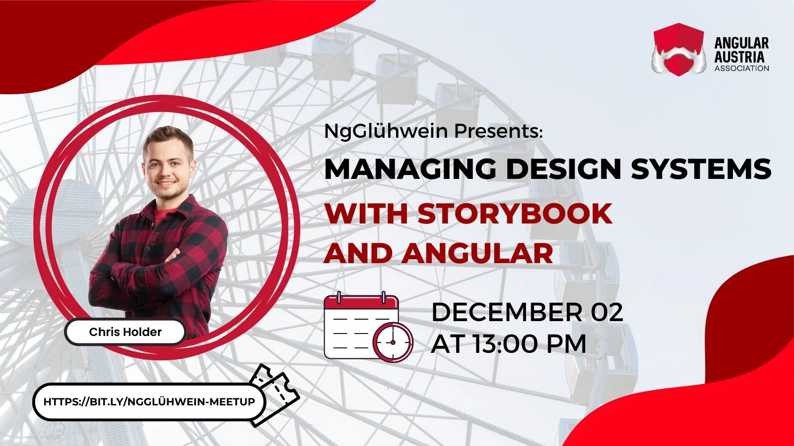 Managing Design Systems With Storybook and Angular - NgGlühwein. Poster.