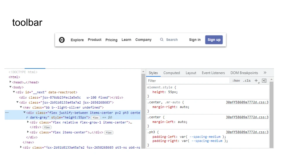 Tool-bar -- Observable HQ - Performance Audit Example