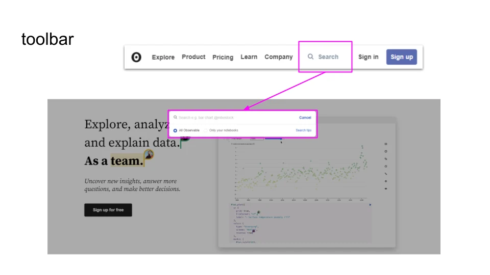toolbar -- Observable HQ - Performance Audit Example