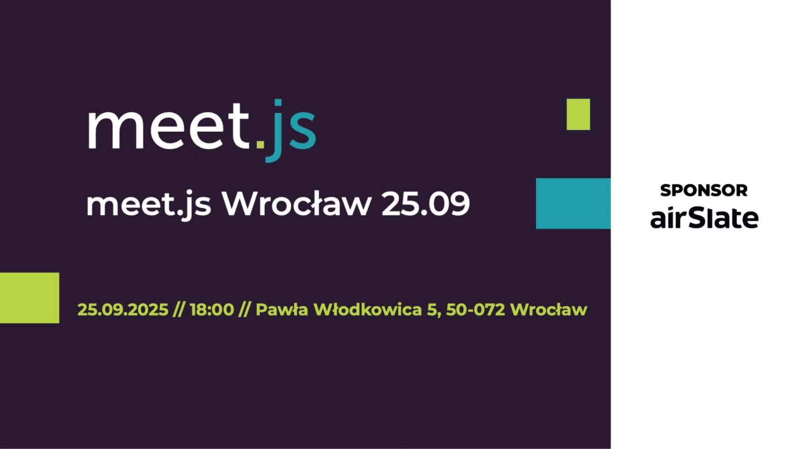meet.js Wrocław: Accessibility-First Development with Adrian Romański. Poster.
