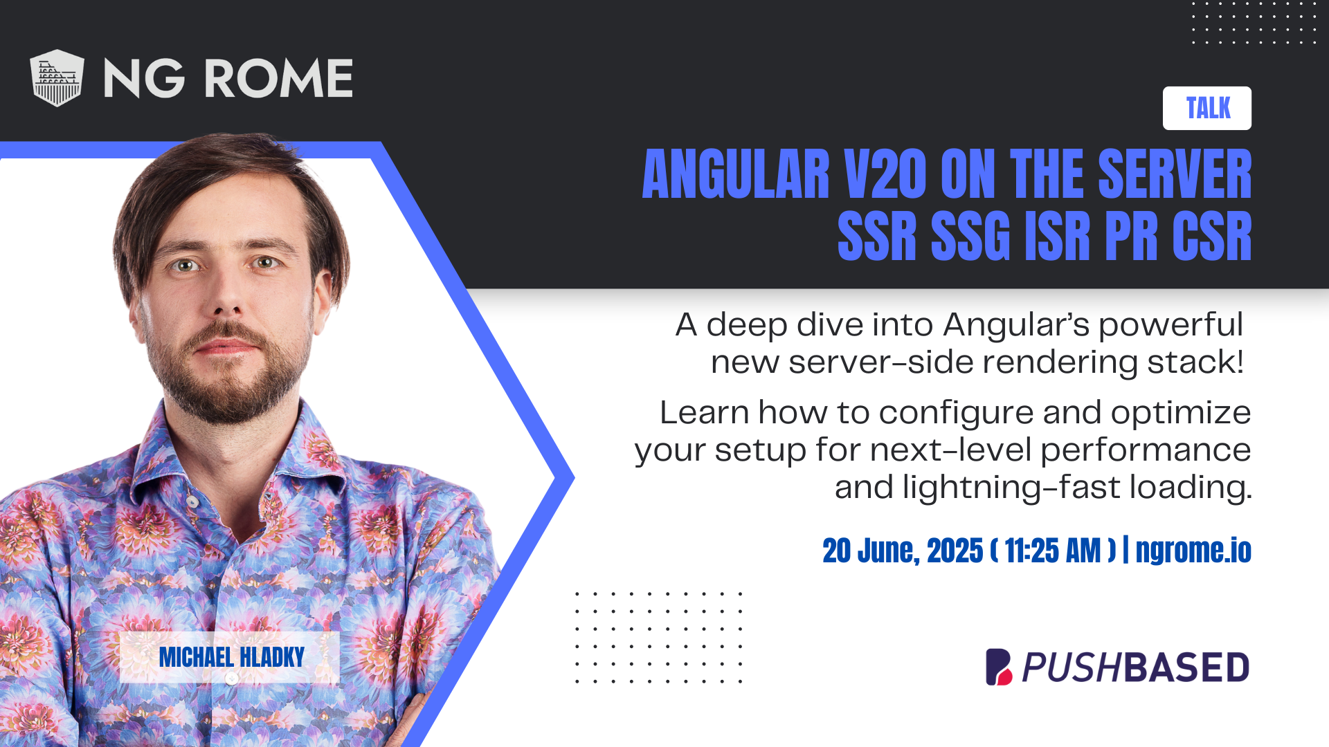 Angular v20 on the Server - SSR, SSG, ISR, PR, CSR. Poster.