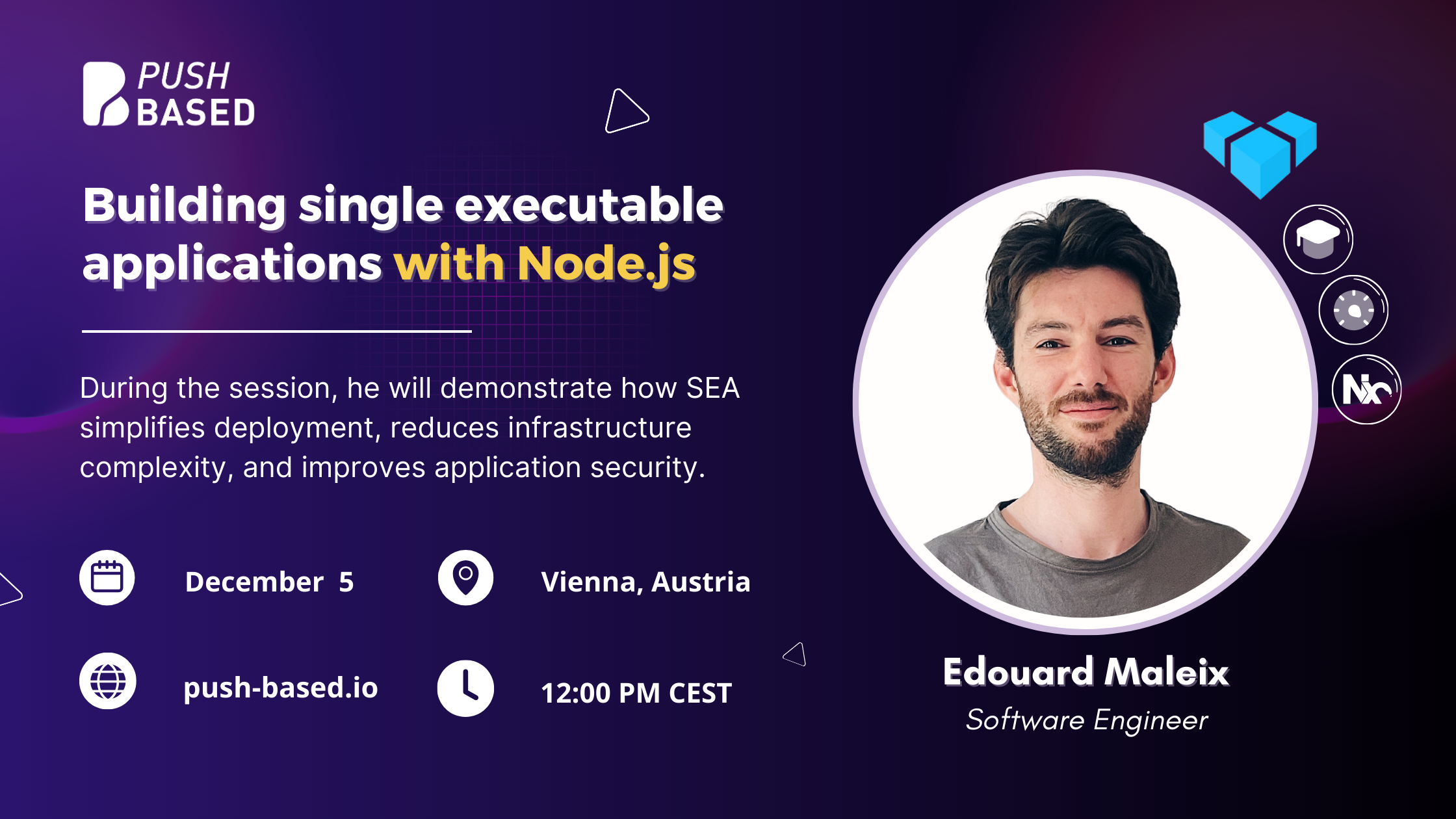 Building single executable applications with Node.js. Poster.