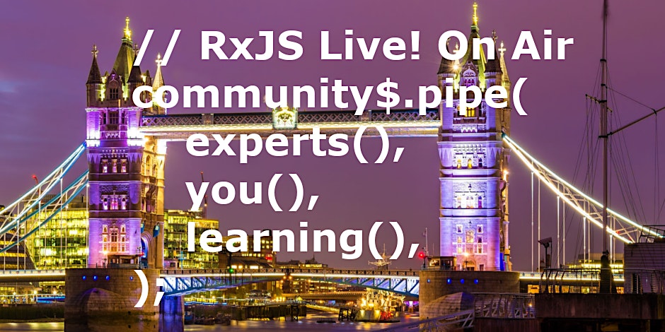 RxJS - Level Up - Reactive Architecture and UX patterns. Poster.