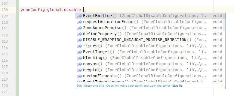 IDE documentation zoneConfig.global flags