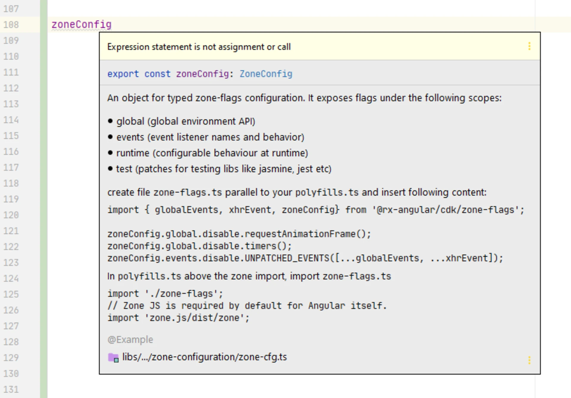 IDE documentation zoneConfig