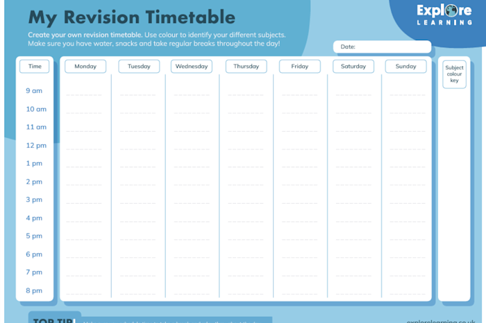 How to make a GCSE revision timetable | Explore Learning