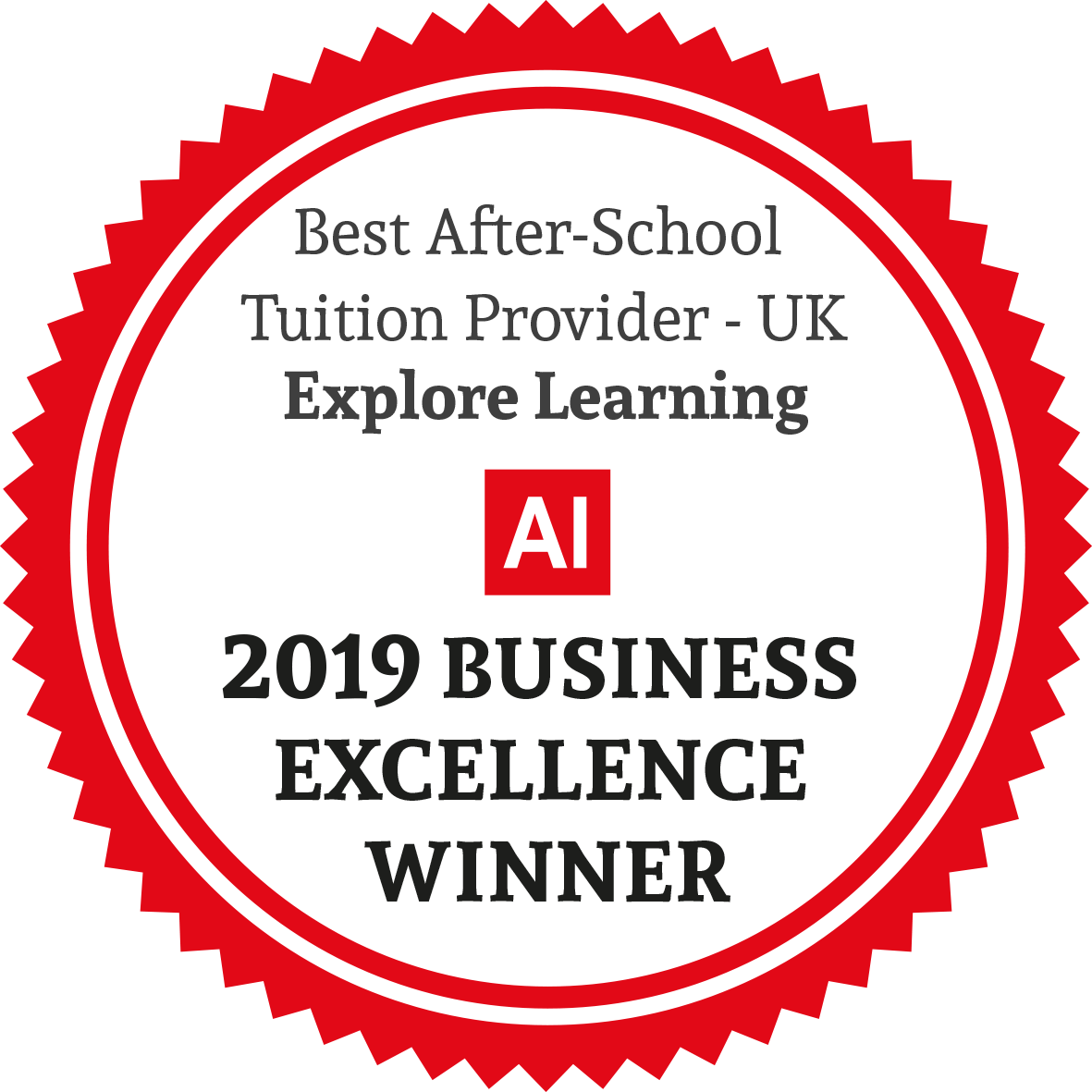 2019 Business Excellence Winner - Best After School Tuition Provider - UK - Explore learning