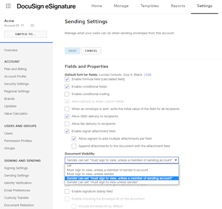 How to set document visibility for envelope recipients | DocuSign