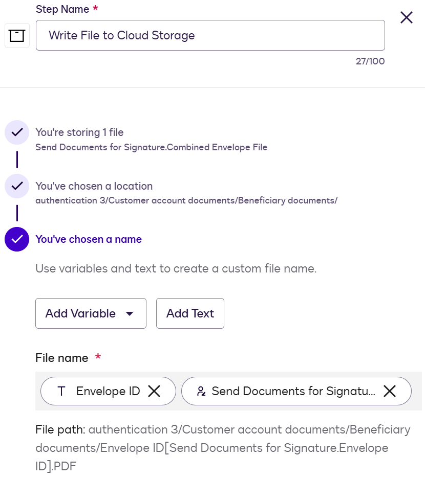File output cloud storage extension workflow test | Docusign