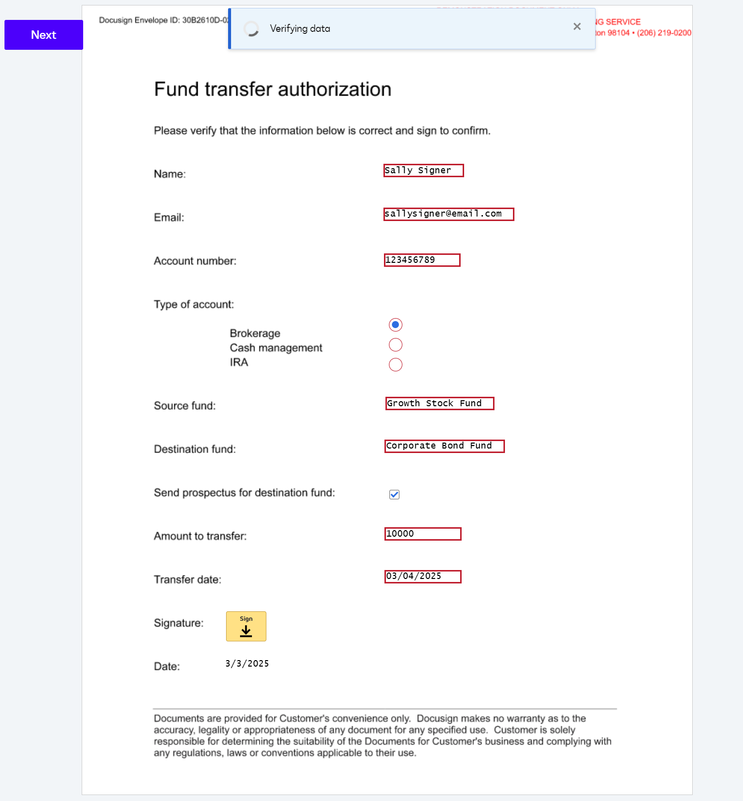 Account maintenance and self-service use case | Docusign