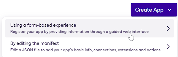 Use a form to register an extension app | Docusign