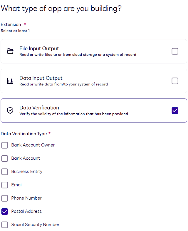 Postal address verification extension contract reference | Docusign