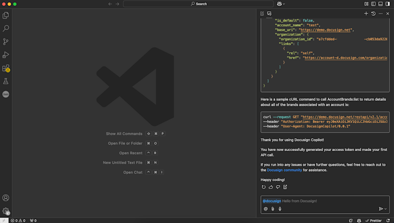 Docusign Developer AI Assistant for VS Code (Beta) | Docusign
