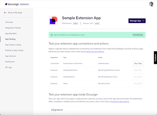 Developer Console overview | Docusign