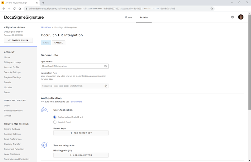 Configure your app | DocuSign
