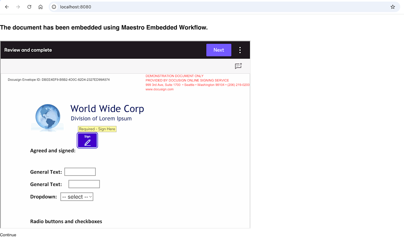Embedded Browser Workflow How to trigger a Workflow Builder workflow | Docusign