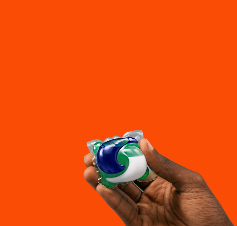 One concentrated Tide PODS® capsule to deliver the same number of loads in smaller, lighter package sizes