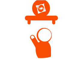 A pictogram of a figure keeping Tide PODS® out of reach on a shelf