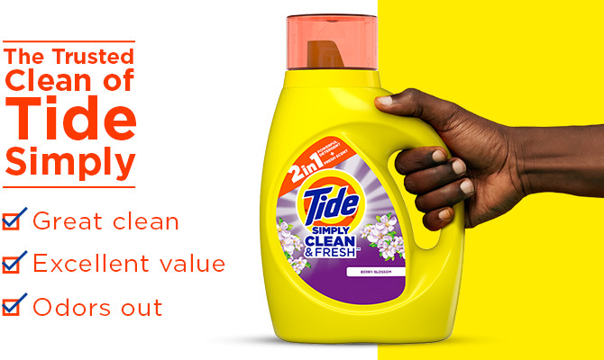 Tide Simply Clean and Fresh Liquid Laundry Detergent Berry Blossom - 128 ounces, color yellow