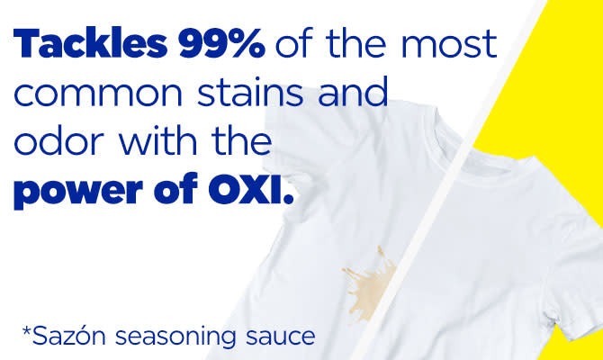 Tackles 99% of the most common stains and odor with the power of OXI.