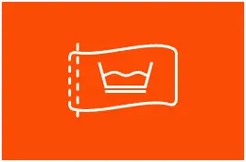 A pictogram of a fabric care label showing that the garment requires delicate wash