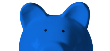 A blue piggy bank