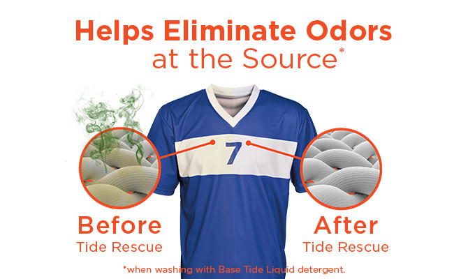 A blue jersey before and after Tide rescue