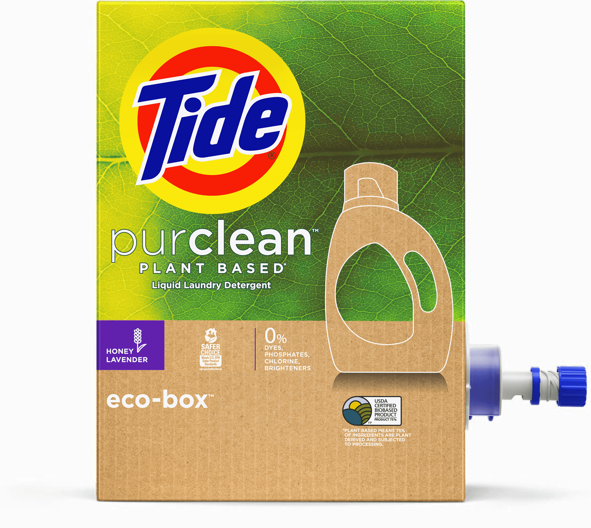 Tide Eco-Box purclean Plant-Based Liquid Laundry Detergent - 105 ounces, color green