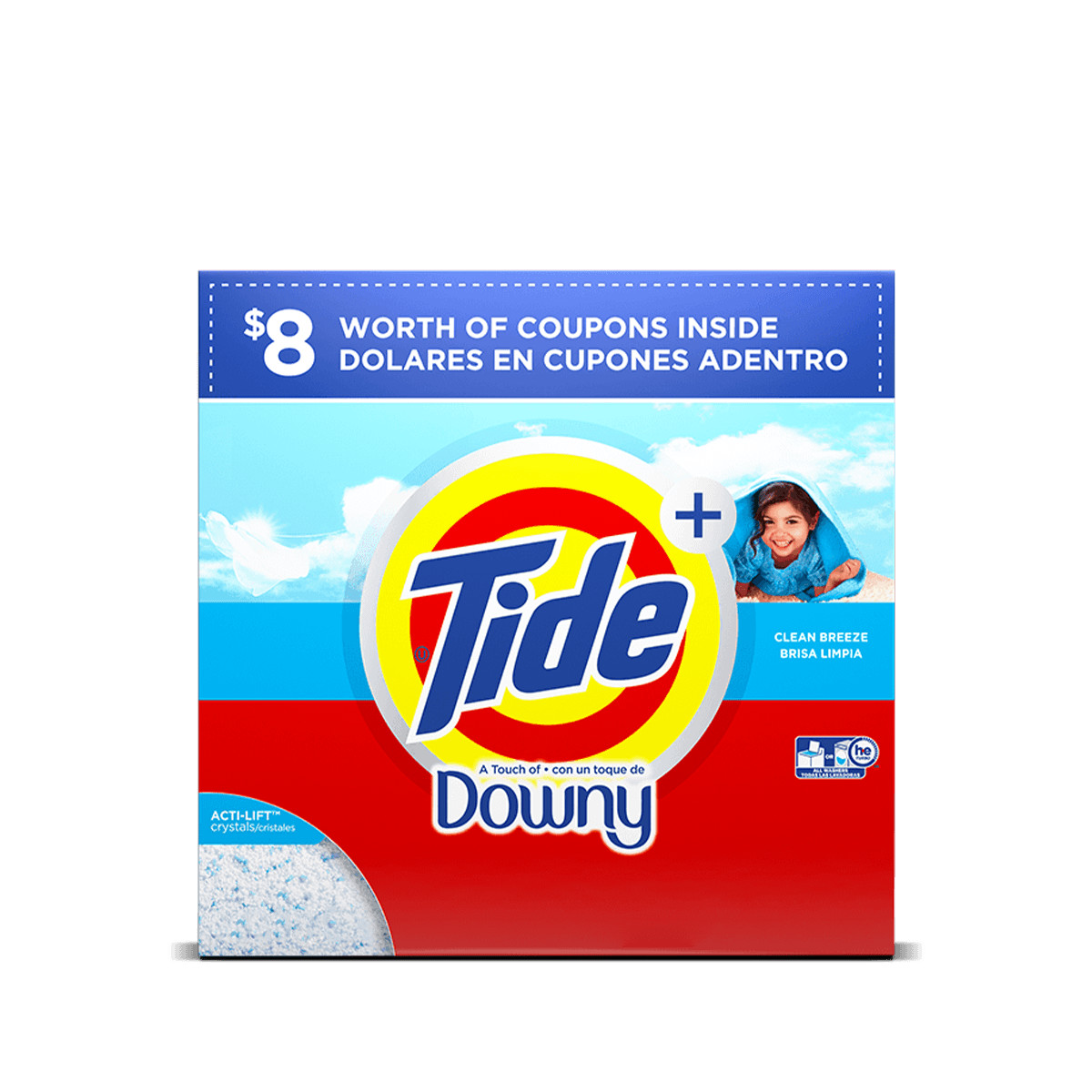 Tide Plus A Touch of Downy Powder Laundry Detergent - 148 ounces, color red and blue