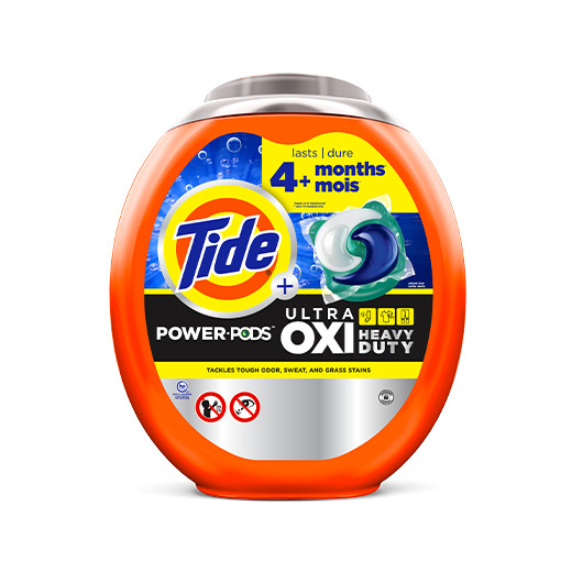 Front pack of Tide Ultra Oxi + Heavy Duty Power PODS®