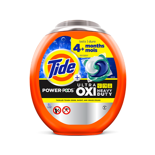 Front pack of Tide Ultra Oxi + Heavy Duty Power PODS®