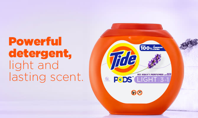 Tide PODS Light Laundry Detergent White Lavender Scent - Powerful detergent, light and lasting scent