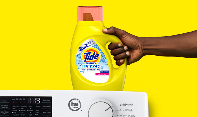 Tide Simply Plus Bleach Alternative Liquid Laundry Detergent works in all machines and cold water.