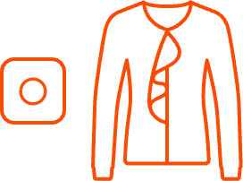A pictogram of a dry clean only symbol next to a silk blouse