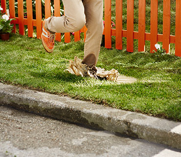 A person stepping into a puddle