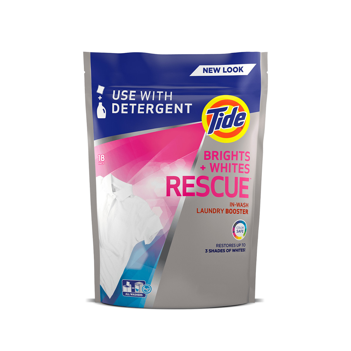 Tide Brights + Whites Rescue™ - 18 count, color gray, pink, and blue